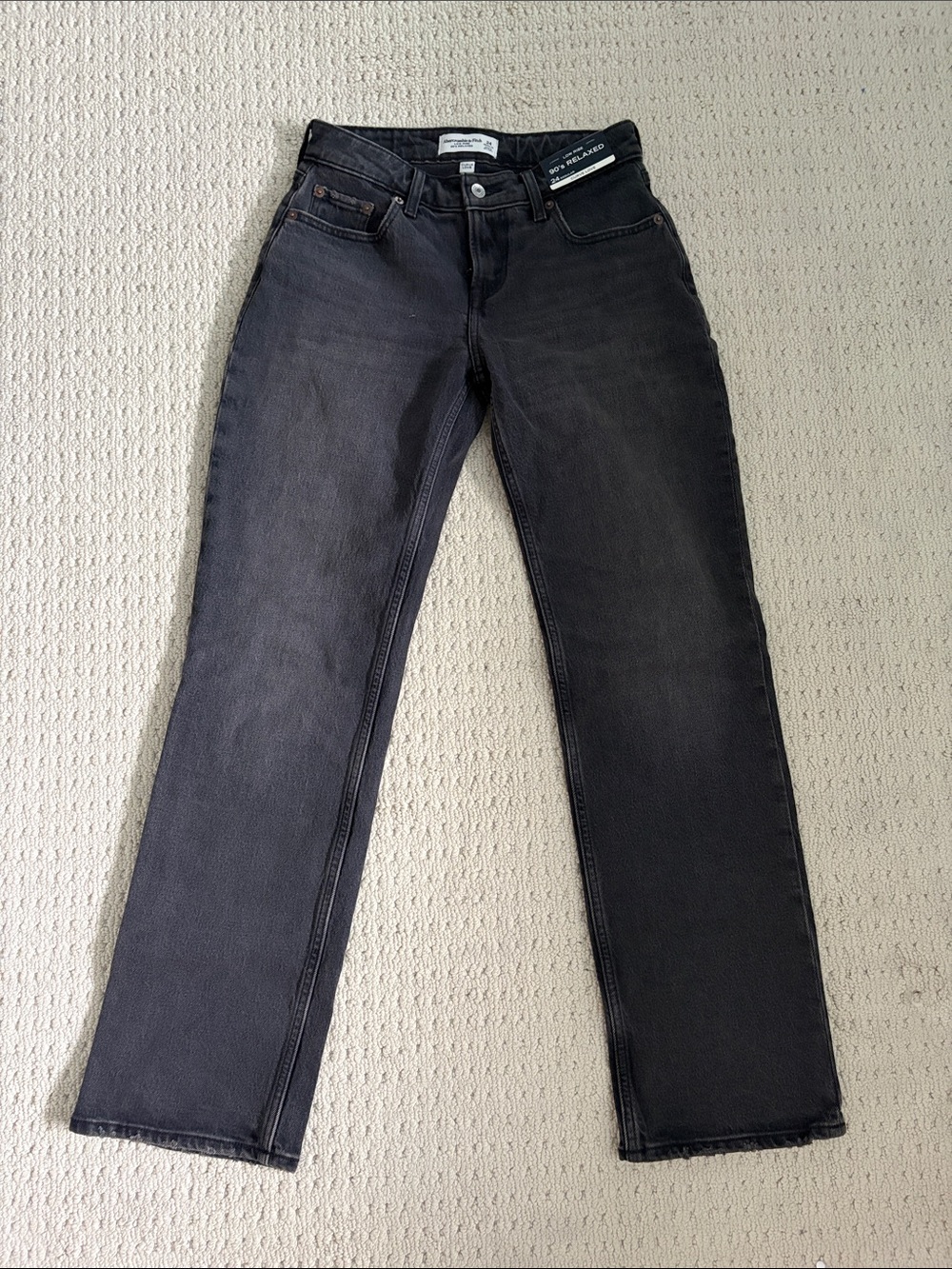 Abercrombie & Fitch Women’s Black Washed Straight-Leg Jeans